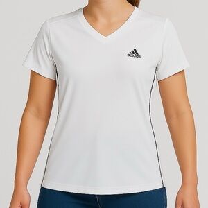 Adidas Short Sleeve Climalite T-shirt V-neck White Size M